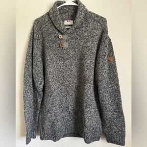 Fjallraven Grey Marled Crewneck Button Sweater